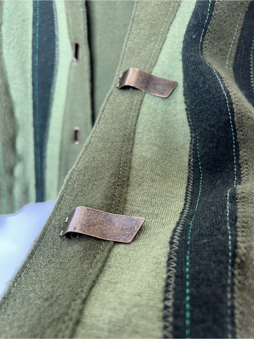 Icelandic Design 100% Wool Jacket Small Green Lagenlook Toggle Art to Wear Rare - Picture 11 of 13